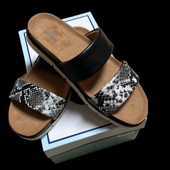 Nib SUSINA Sandal in Black/White Snake size 7.5 retail $50 - Picture 3 of 13
